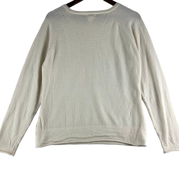Sundance Merino Sweater Women’s LG Crochet Lace Front Overlay Cream Color GUC - Picture 2 of 8